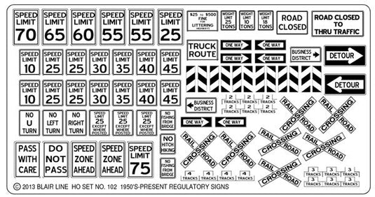 Blair Line 102 Highway Signs Regulatory Signs #1 1950s-Present (black white) HO Scale