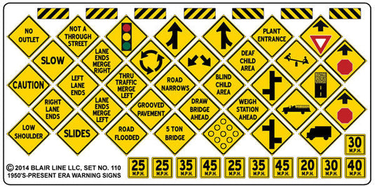 Blair Line 110 Highway Signs Warning #4 1948-Present (black yellow) HO Scale