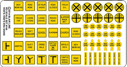 Blair Line 144 Highway Signs Vintage Caution 1930s-1950s (black yellow) HO Scale