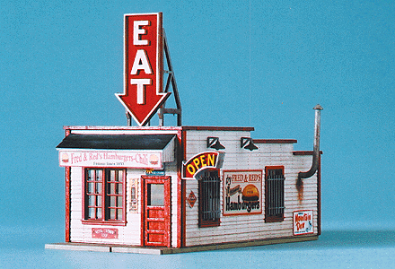 Blair Line 1532 Laser-Cut Wood Billboard - Small for Z N & HO Eat & Business District (1 Each of 2 Signs) 2-5/32 x 1-5/16