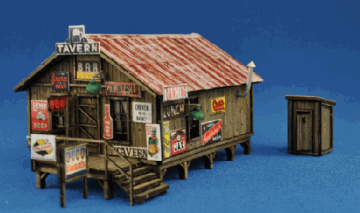 Blair Line 1003 Sam's Roadhouse w/Outhouse Kit - Main Building: 1-1/2 x 2-3/8