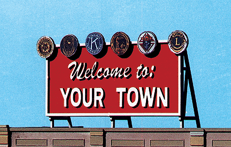 Blair Line 2528 Laser-Cut Wood Billboard Kits - Large for HO S & O Welcome to Yourtown 3.50 x 2.10