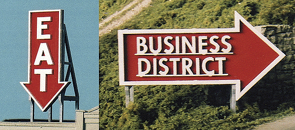 Blair Line 2532 Laser-Cut Wood Billboard Kits - Large for HO S & O Eat & Business District (1 Each of 2 Signs) 3-5/8 x 2-1/8