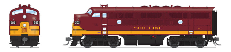 Load image into Gallery viewer, Broadway Limited HO Scale SOO Line EMD F3A Maroon &amp; Imitation Gold #202A - 8340

