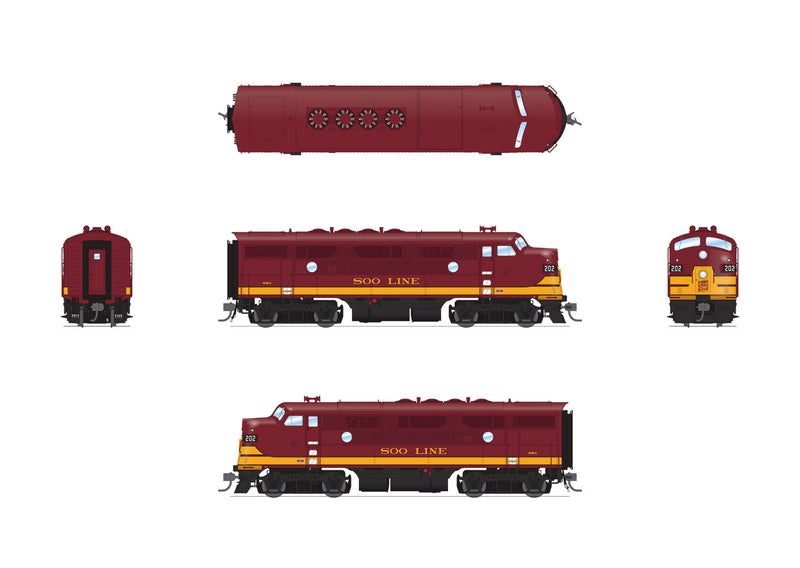 Load image into Gallery viewer, Broadway Limited HO Scale SOO Line EMD F3A Maroon &amp; Imitation Gold #202A - 8340

