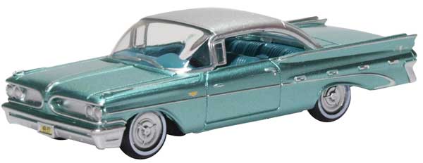 Oxford HO Scale Pontiac Bonneville Coupe 1959 Seaspray Green / Silver