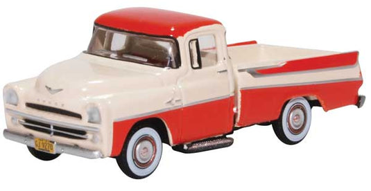 Oxford HO Scale Dodge D100 Sweptside Pickup 1957 Tropical Coral / Glacier White