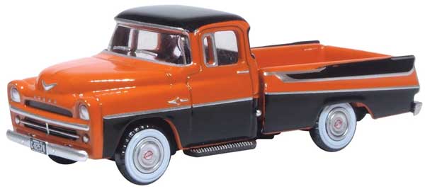 Oxford HO Scale Dodge D100 Sweptside Pickup 1957 Omaha Orange / Jewel Black