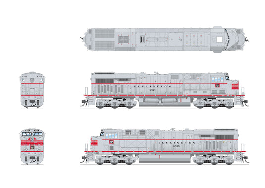 Broadway Limited HO Scale Chicago Burlington & Quiency Fantasy ES44AC GEVO Locomotive DCC/Sound Pargon 4