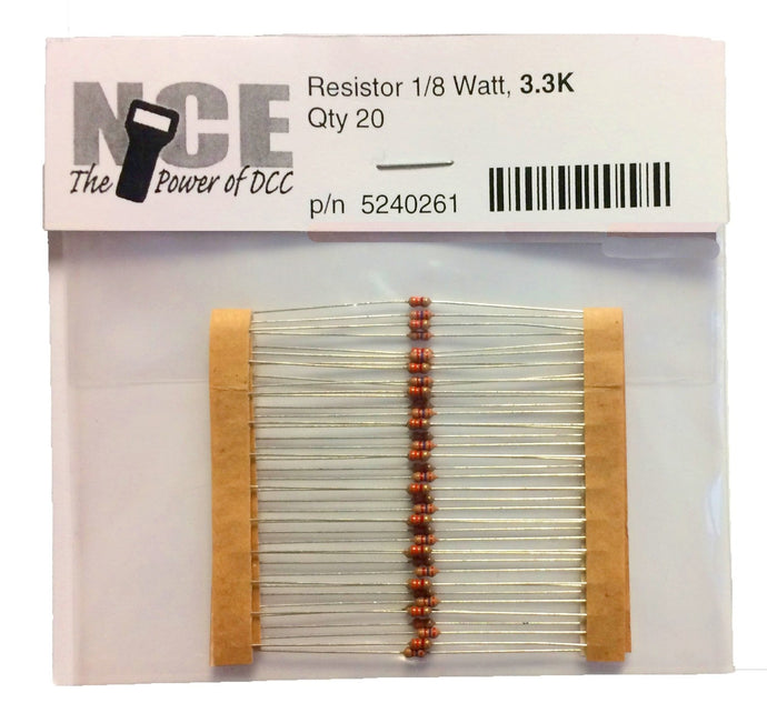 NCE 3300 Ohm resistor 1/8 Watt 20 Pack