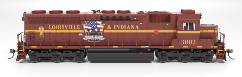 Load image into Gallery viewer, Broadway Limited HO 9811 SD45 Louisville &amp; Indiana 3002 "Honoring Our Veterans" No-Sound / DCC-Ready HO

