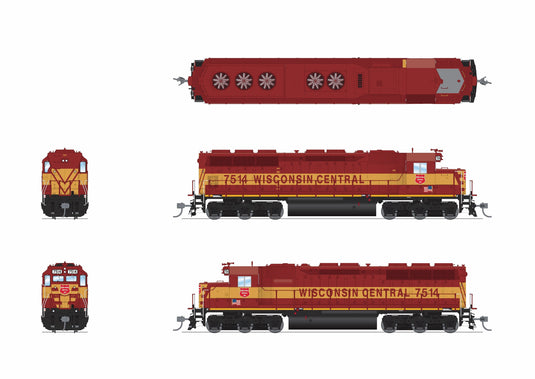 Broadway Limited HO SD45 Wisconsin Central 7522 Maroon & Yellow Paragon4 Sound/DC/DCC HO
