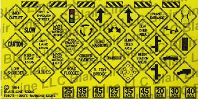 Blair Line 10 Highway Signs Warning #4 1948-Present (black yellow) N Scale