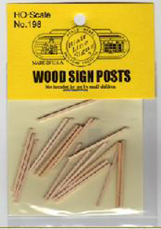 Blair Line 198 Wooden Sign Posts for Highway Signs (Sold Separately) HO Scale