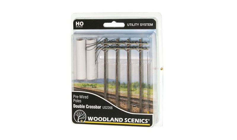 Load image into Gallery viewer, Woodland Scenics HO Pre-Wired Poles Double Crossbar
