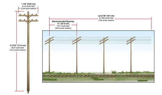 Woodland Scenics HO Pre-Wired Poles Double Crossbar