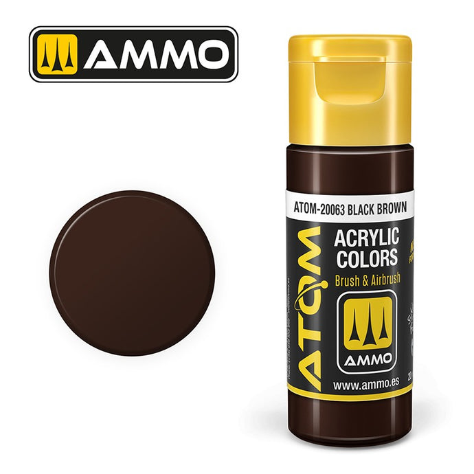 Ammo Mig Atom Color Acrylic Black Brown