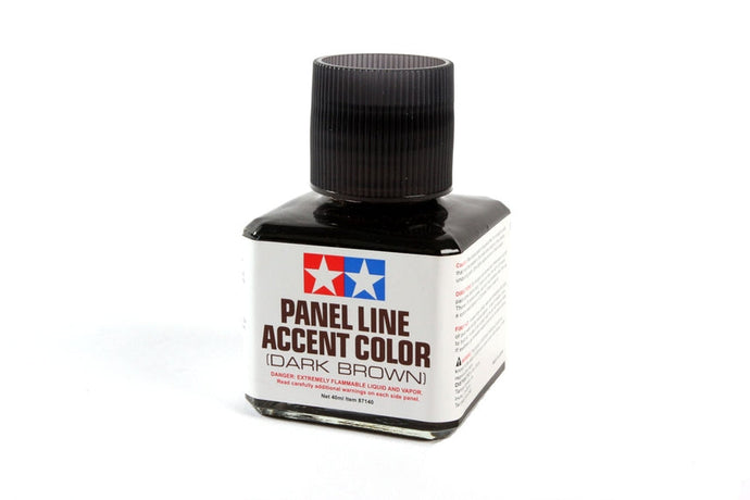 Tamiya Dark Brown Panel Line Accent Color 40ml Jar with Brush