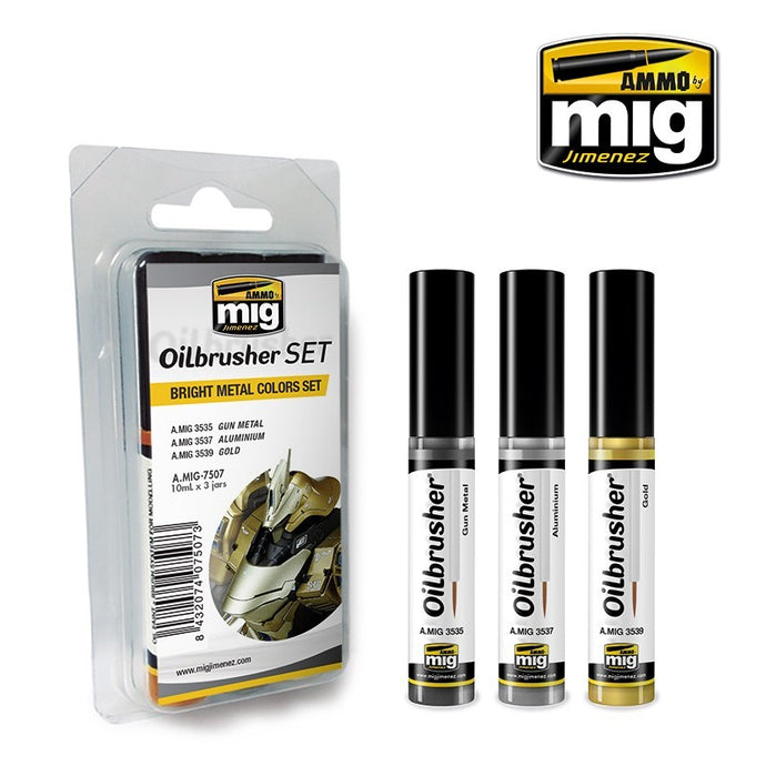 Bright Metal Colors Oilbrusher Set Ammo by Mig Jimenez AMIG7507