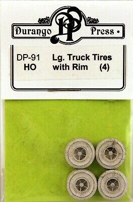 Durango Press 91 HO Scale Scale Truck Tires w/Rims (Cast Metal) -- Unpainted pkg(4)