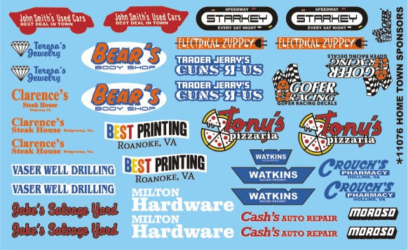 Gofer Racing Decals Hometown Sponsors #6 Decal