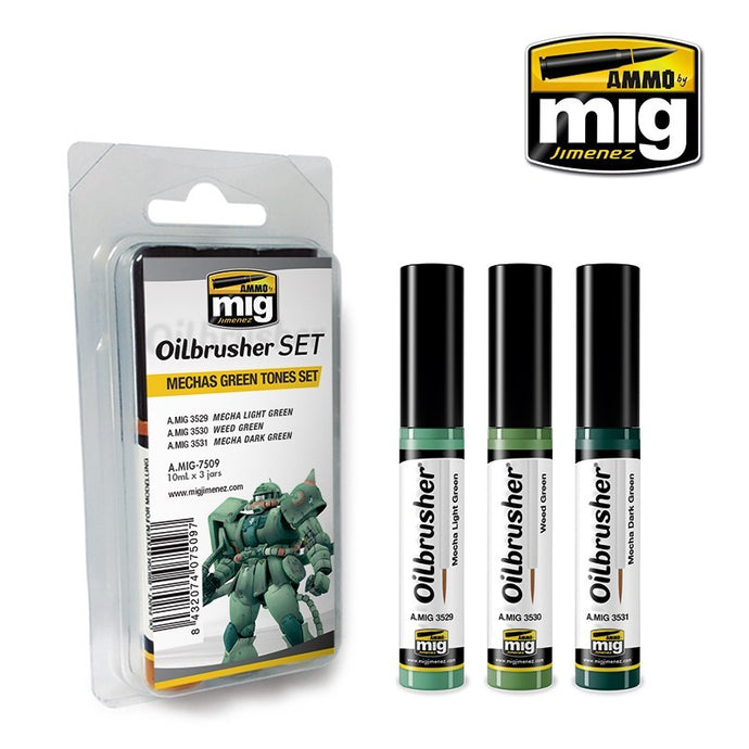 Mechas Green Tones Oilbrusher Set Ammo by Mig Jimenez AMIG7509