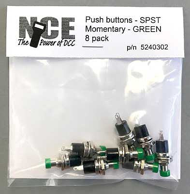 NCE DCC Btn8-Green Spst Pushbuttn