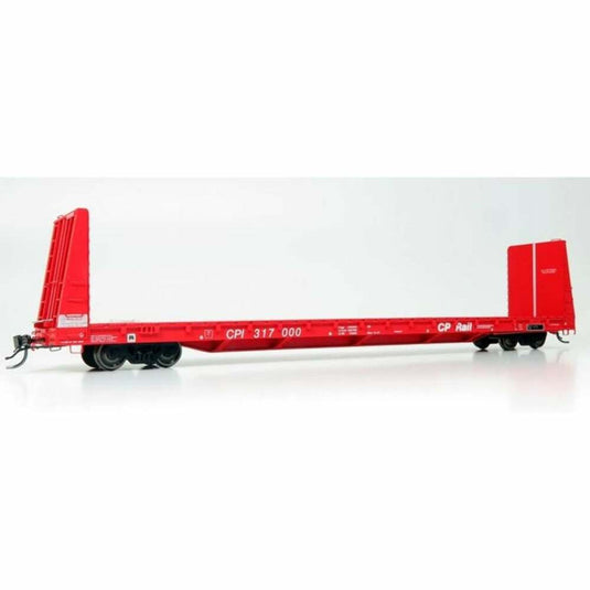 Rapido HO Scale Canadian Pacific Rail Action Red Marine Industries Bulkhead Flatcar (6) - 147001
