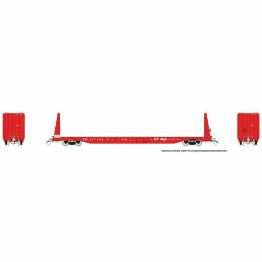 Rapido HO Scale Canadian Pacific Rail Action Red Marine Industries Bulkhead Flatcar (6) - 147001