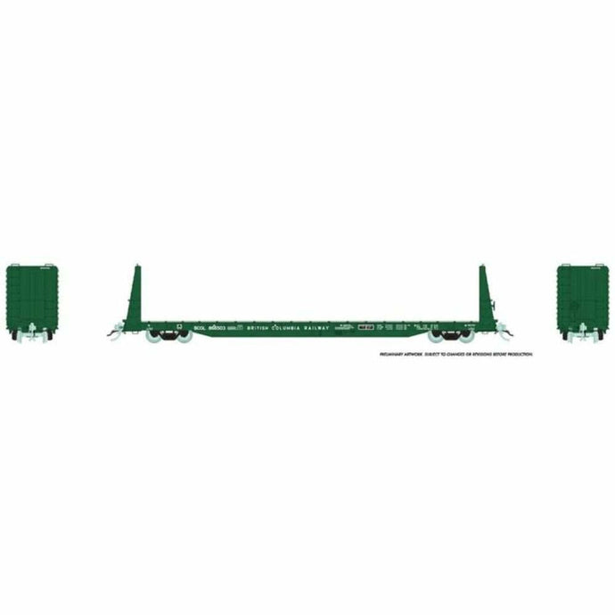 Rapido HO BCR Green Scheme Marine Industries Bulkhead Flatcar Single - 147005A