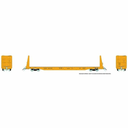 Rapido HO ONR Yellow Scheme Marine Industries Bulkhead Flatcar Single - 147007A