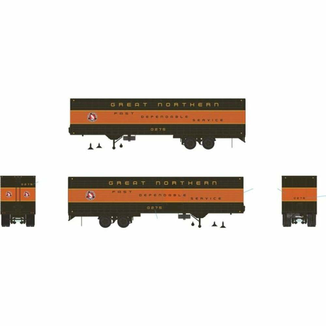 Rapido HO Scale Great Northern 40' Fruehauf Fluted Side Volume Van # ...