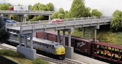 Rix Products 153 N Scale 1930s Highway Overpass with 4 Piers Kit - Scale Length: 150'  45.7m