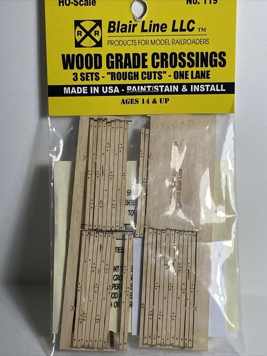 Blair Line 119 Wood Grade Crossing Kit (Laser-Cut Wood) Rough-Cut One Lane pkg(3) 1-3/4