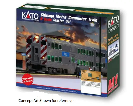 Load image into Gallery viewer, Kato N Scale Chicago Metra #104 City of Chicago F40PH Diesel Commuter Starter Set | 106Chicago
