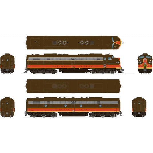 Rapido HO Scale Illinois Central EMD E8a+E8b