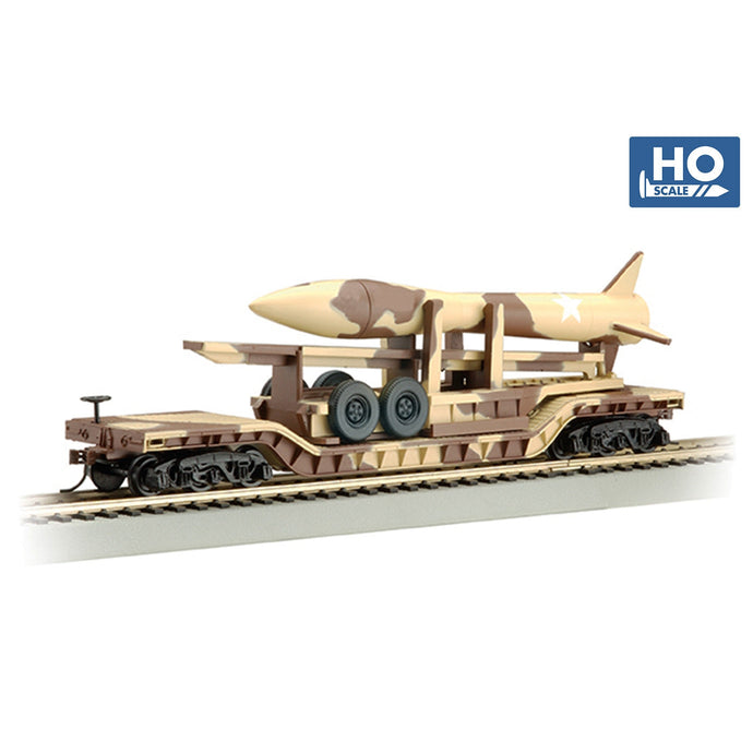 Bachmann HO 52' Depressed Center Flatcar w/Missle Desert Camo