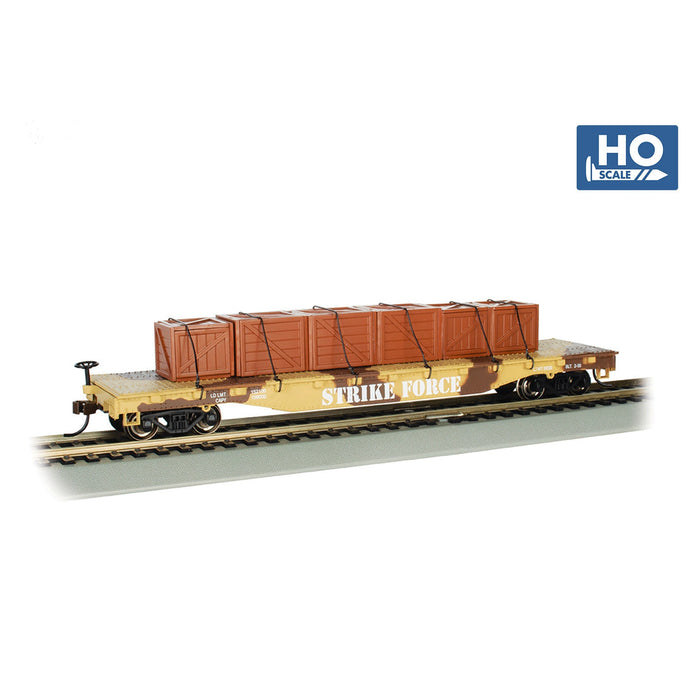 Bachmann HO 52' Flatcar w/Crates Desert Camo