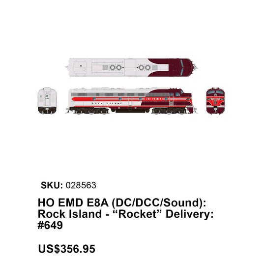 Rapido HO Scale Rock Island Rocket E8a Snd