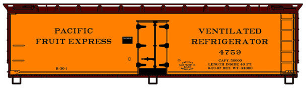 Accurail 4907 HO Scale 40' Wood Reefer Pacific Fruit Express Unassembled Kit