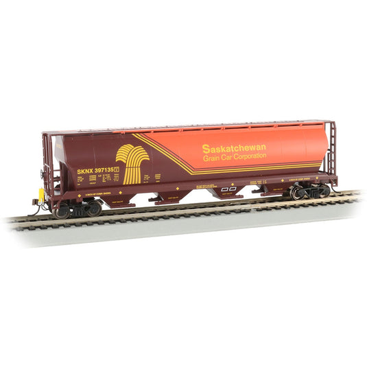 Bachmann HO 4-Bay Cyl.Hopper Saskatchewan/brn&org