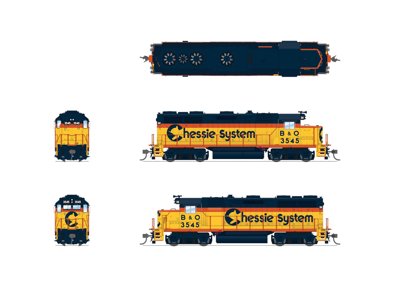 Load image into Gallery viewer, Broadway Limited HO Scale EMD GP35 B&amp;O 3545 Chessie System Paragon4 Sound/DC/DCC HO
