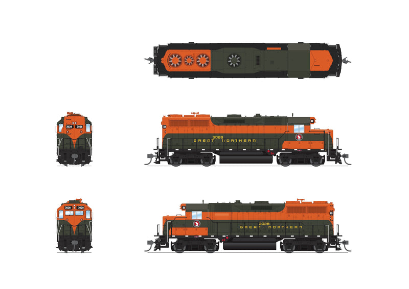 Load image into Gallery viewer, Broadway Limited HO Scale EMD GP35 GN 3028 Simplified Empire Builder Paragon4 Sound/DC/DCC HO
