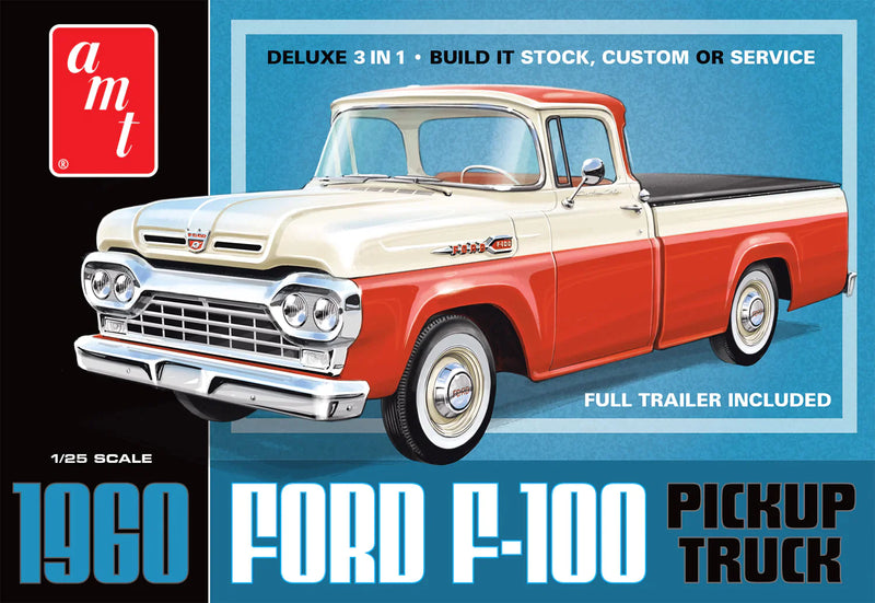 Load image into Gallery viewer, AMT 1960 Ford F-100 Pickup w/Trailer 1:25 Scale Model Kit
