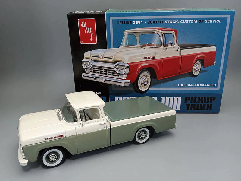 Load image into Gallery viewer, AMT 1960 Ford F-100 Pickup w/Trailer 1:25 Scale Model Kit
