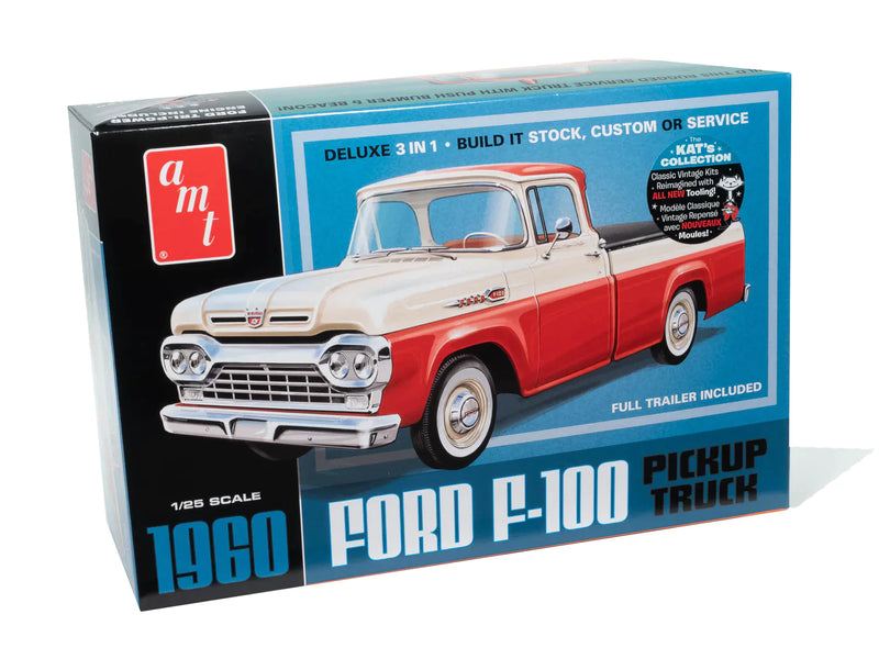 Load image into Gallery viewer, AMT 1960 Ford F-100 Pickup w/Trailer 1:25 Scale Model Kit
