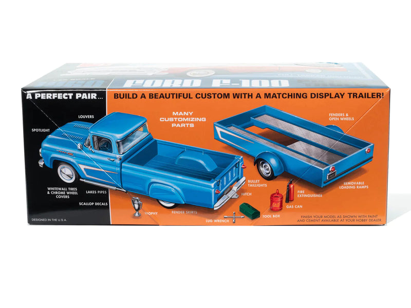 Load image into Gallery viewer, AMT 1960 Ford F-100 Pickup w/Trailer 1:25 Scale Model Kit
