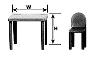 Plastruct O gauge White Styrene Table and Chair (1 per pack)