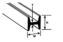 Plastruct 1/16" Polystyrene H-Column (.062 or 1.6mm) 10" Length (10 per pack)