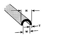 Plastruct Gray Butyrate Half Round Profile - 1/4